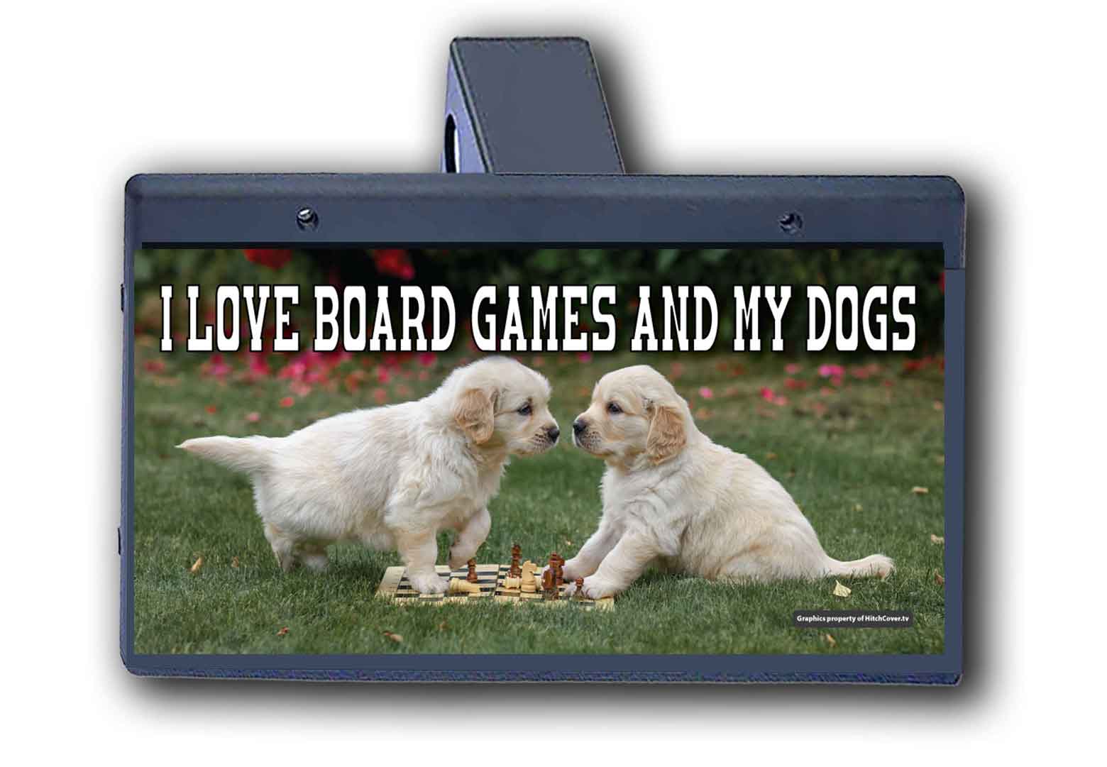 I Love Board Games And Dogs - Hitch Cover