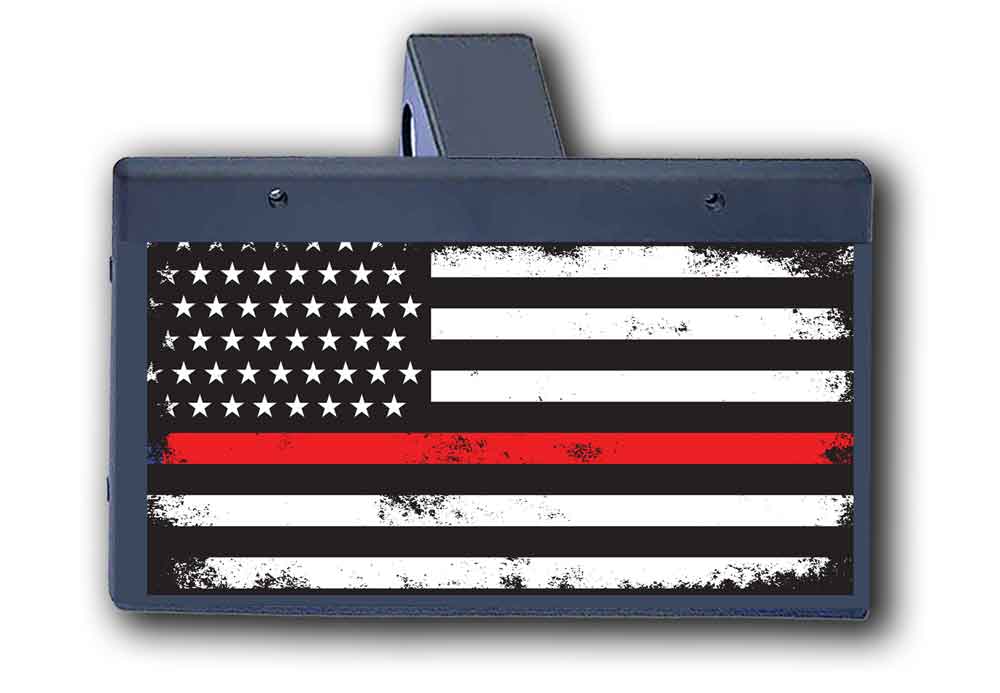 Fire Fighters Red Line on Flag - Hitch Cover